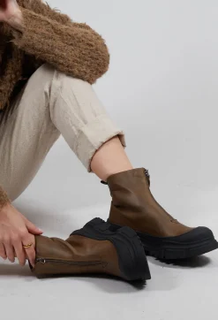 Lofina Boots^Zip Front Ankle Boots in Gasoline Barbados