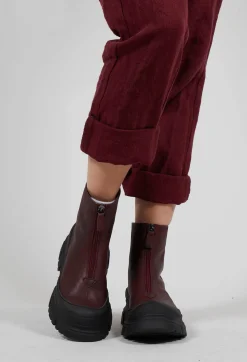 Lofina Boots^Zip Front Ankle Boots in Gasoline Lagrain