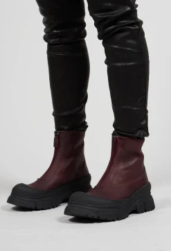 Lofina Boots^Zip Front Ankle Boots in Gasoline Lagrain