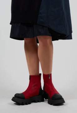 Lofina Boots^Zip Front Ankle Boots with Cleated Sole in London Cherry