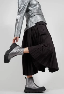 Lofina Boots^Zip Front Metallic Ankle Boots in Omega 19