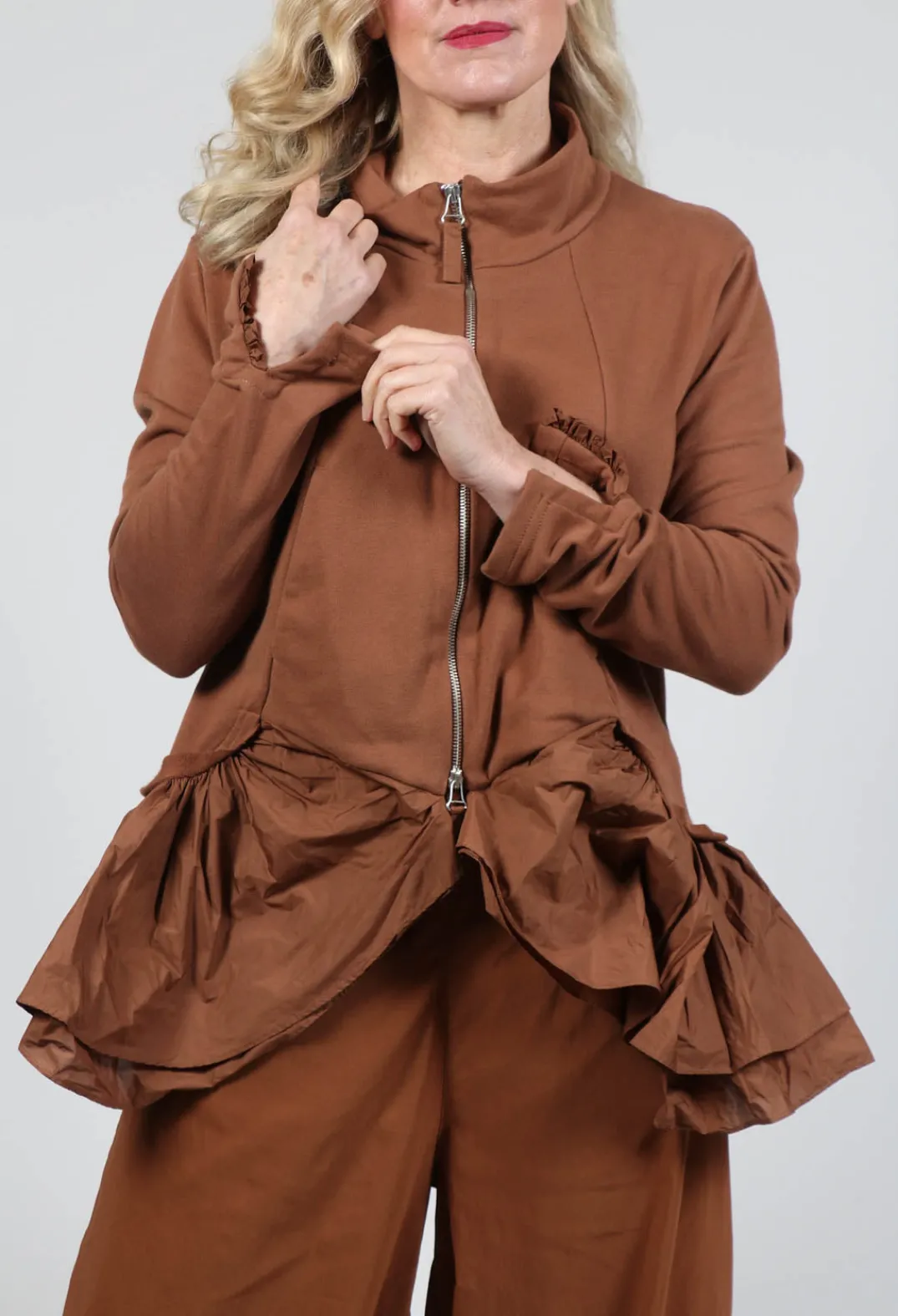 Rundholz Black Label Jackets^Zip Front Peplum Jacket in Brick