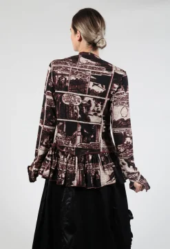 Rundholz Black Label Jackets^Zip Up Jacket with Ruffle Peplum Hem in Wood Print