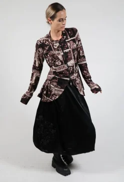 Rundholz Black Label Jackets^Zip Up Jacket with Ruffle Peplum Hem in Wood Print
