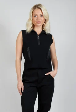 Sarah Pacini Jumpers^Zipped Sweater Vest in Black