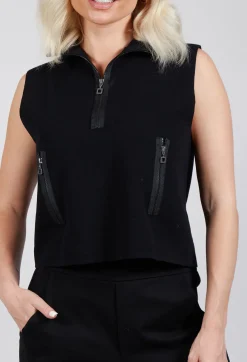 Sarah Pacini Jumpers^Zipped Sweater Vest in Black