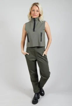 Sarah Pacini Jumpers^Zipped Sweater Vest in Kaki