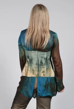 Masnada Tops^Zipper Fastening Corset Top in Petrol and Tea