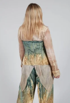 Masnada Tops^Zipper Fastening Corset Top in Petrol and Tea
