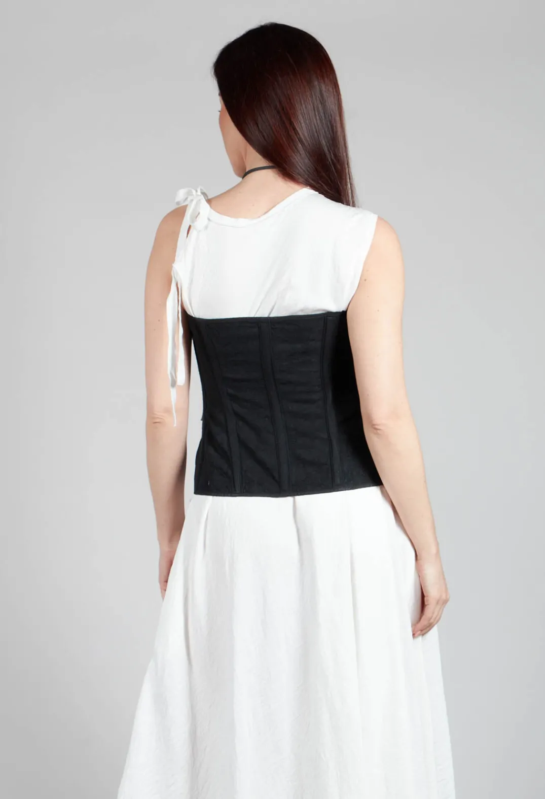 Masnada Tops^Zipper Fastening Corset Top in Smeared Black