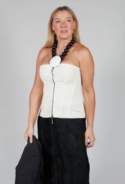 Masnada Tops^Zipper Fastening Corset Top in Chalk