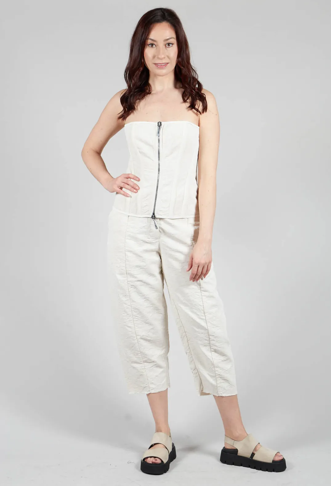 Masnada Tops^Zipper Fastening Corset Top in Chalk